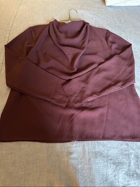 Ann Taylor Burgandy Cowl Neck Long Sleeve Blouse